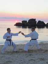 Sakun ja J-P:n omat iltatreenit rannalla.